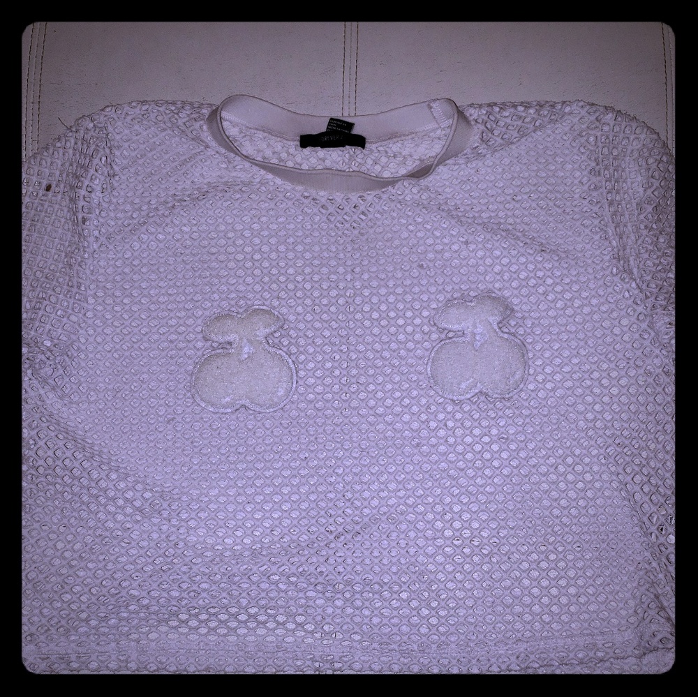 White see thru cherry nipple shirt